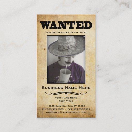 Customizable wanted poster business card templates