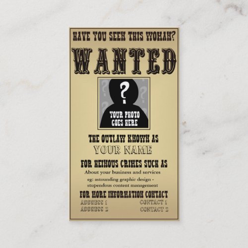 Wanted Poster Business Card