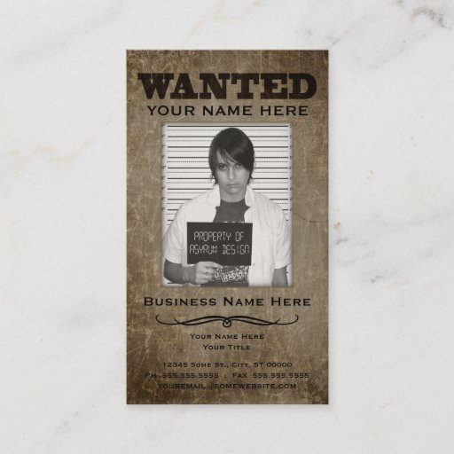 Customizable wanted poster business card