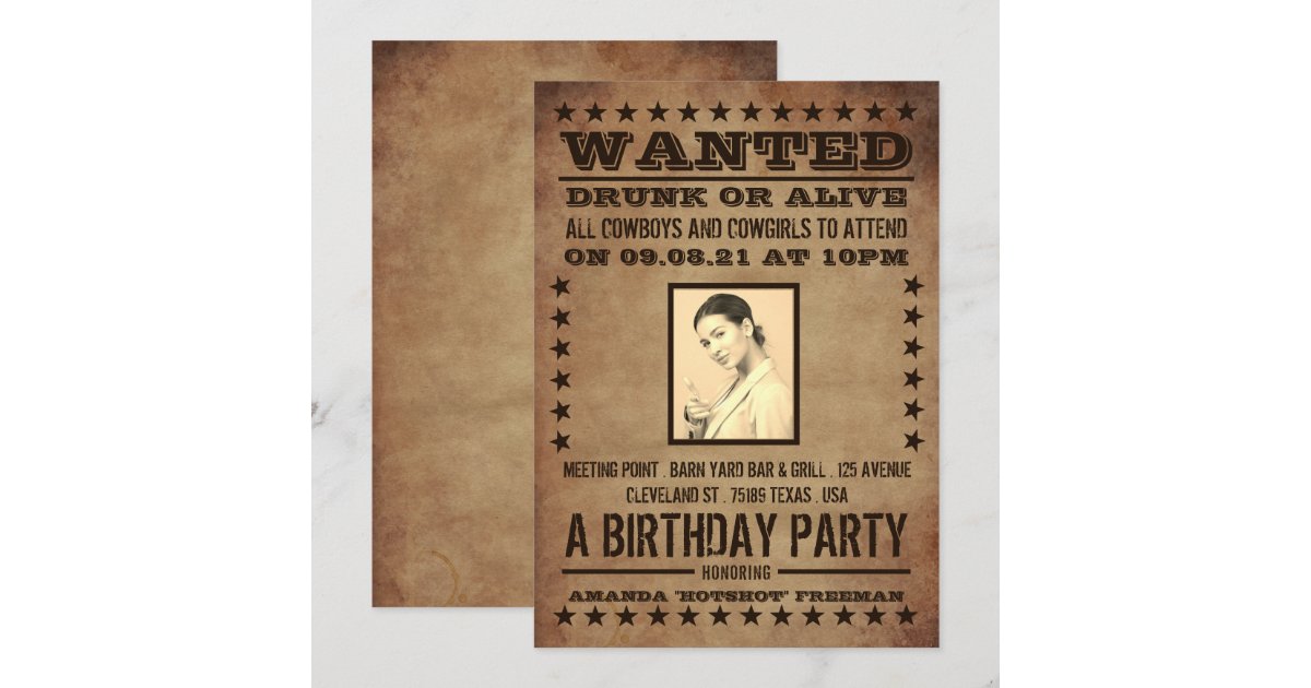 Wanted Poster, Classic Western Birthday Invitation | Zazzle