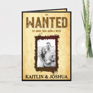 WANTED Poster 🤠 Cowboy Boots Wedding Letterpress Thank You Card