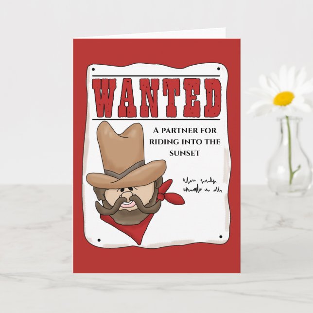  Wanted Poster Cowboy Greeting Card (Small Plant)