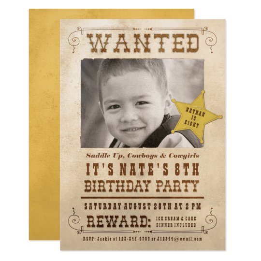 wanted poster cowboy western birthday party invitation zazzle com