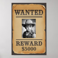 Wanted Poster - Custom Photo Wild West Cowboy