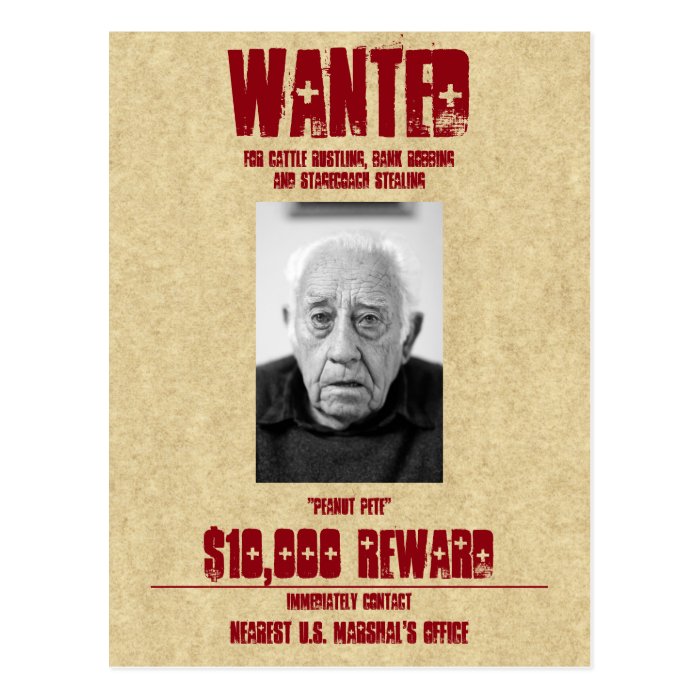 Wanted Poster Custom Template Postcard Zazzle