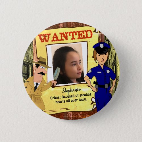 Wanted Poster Customizable Button