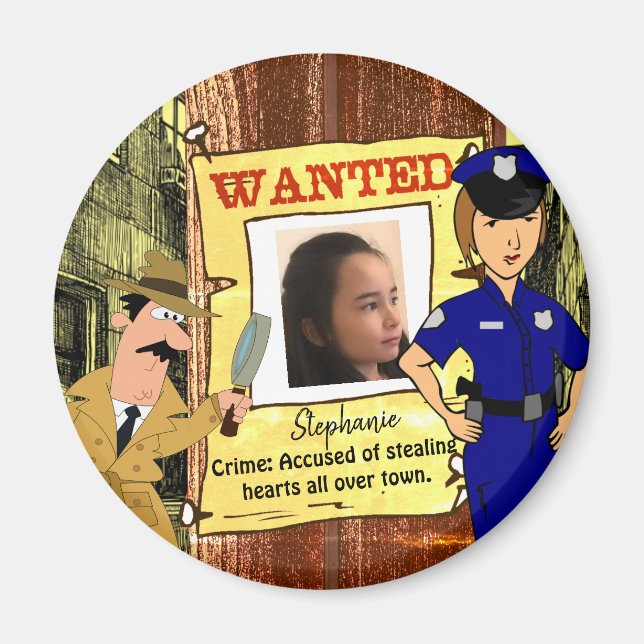Wanted Poster Customizable Photo Fridge Magnet (Front)