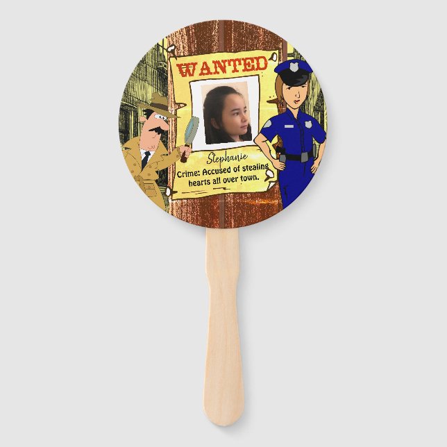 Wanted Poster Customizable Photo Hand Fan (Front)