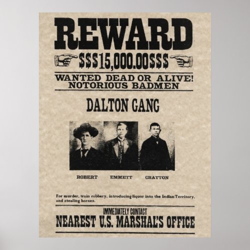 Wanted poster _ Dalton gang