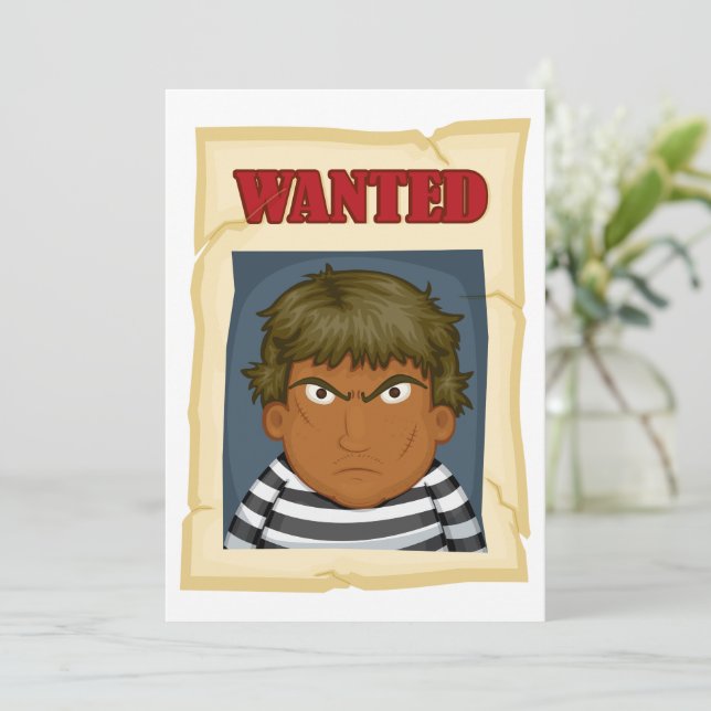 Wanted Poster Escaped Prisoner Convict Invitation (Standing Front)