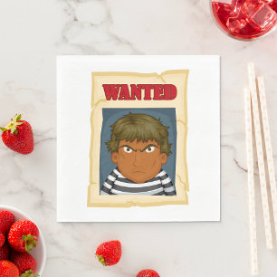 Wanted Poster Escaped Prisoner Convict Napkins