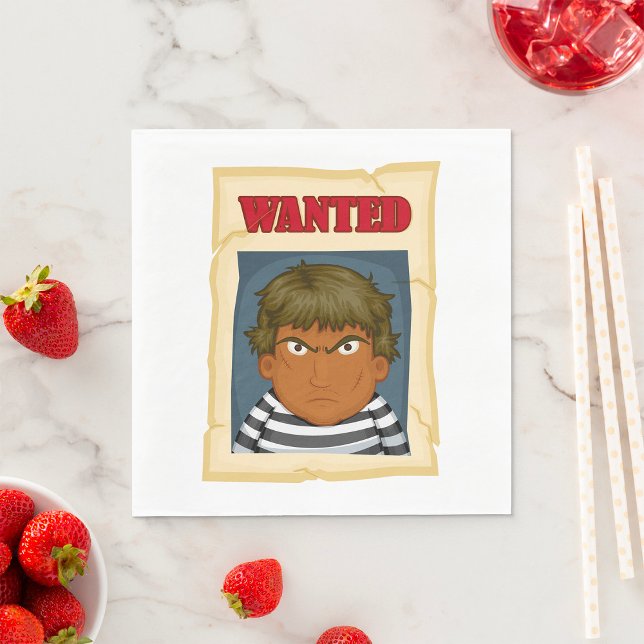 Wanted Poster Escaped Prisoner Convict Napkins (Creator Uploaded)