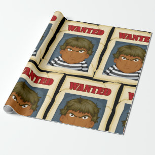 Wanted Poster Escaped Prisoner Convict Wrapping Paper