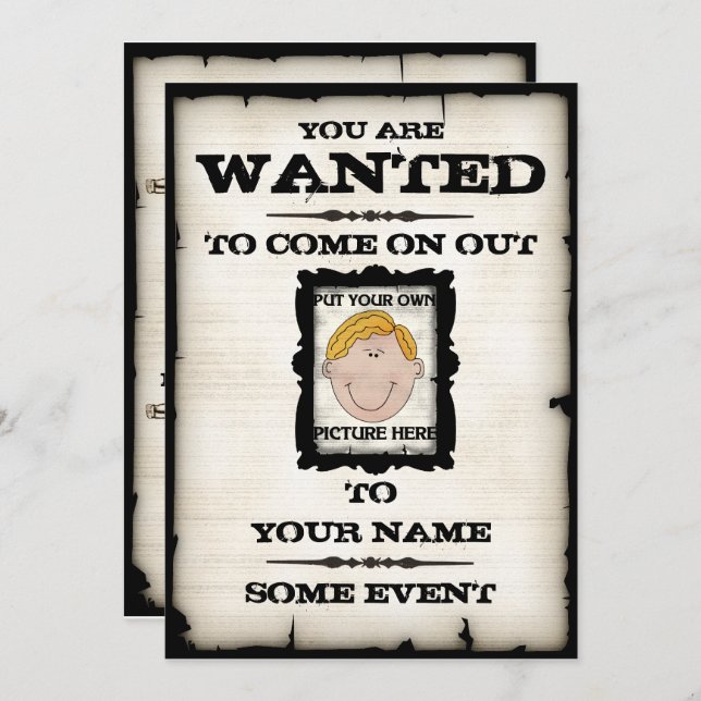 Wanted Poster Event Invitations (Front/Back)