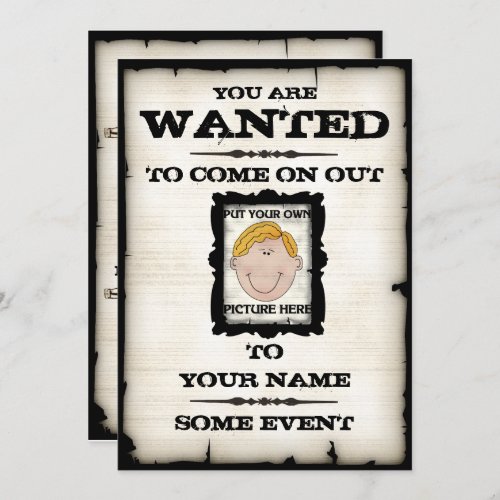 Wanted Poster Event Invitations
