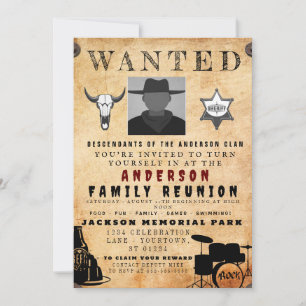 Wanted Poster Family Reunion Barbeque Invitation