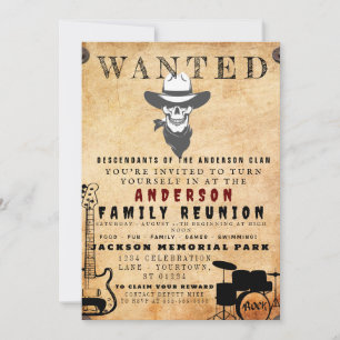 Wanted Poster Family Reunion Barbeque Invitation