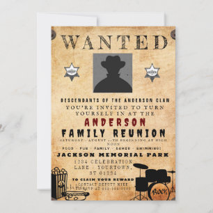 Wanted Poster Family Reunion Barbeque Invitation