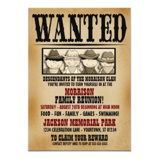Wanted Poster Family Reunion Barbeque Invitation