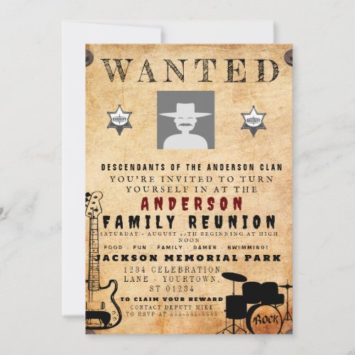 Wanted Poster Family Reunion Barbeque Invitation