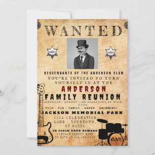 Wanted Poster Family Reunion Barbeque Invitation