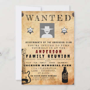 Wanted Poster Family Reunion Barbeque Invitation