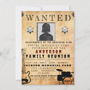 Wanted Poster Family Reunion Barbeque Invitation