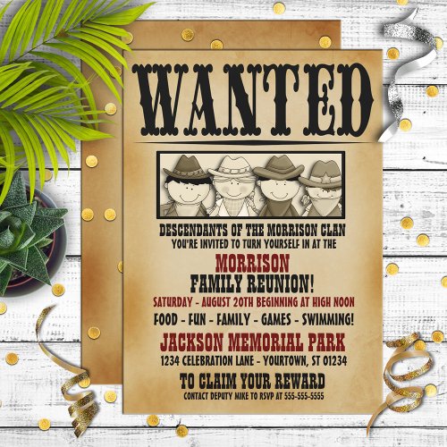 Wanted Poster Family Reunion Barbeque Invitation