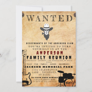 Wanted Poster Family Reunion Barbeque Invitation