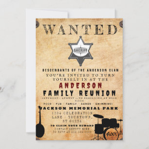 Wanted Poster Family Reunion Barbeque Invitation
