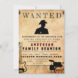 Wanted Poster Family Reunion Barbeque Invitation