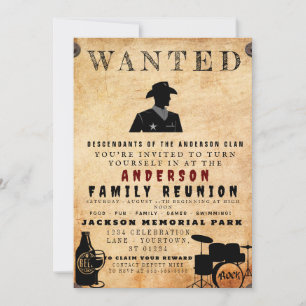 Wanted Poster Family Reunion Barbeque Invitation