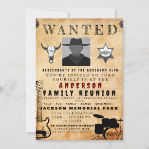 Wanted Poster Family Reunion Barbeque Invitation