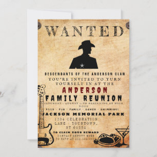 Wanted Poster Family Reunion Barbeque Invitation