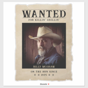 Wanted Poster Funny Vintage Photo Sticker