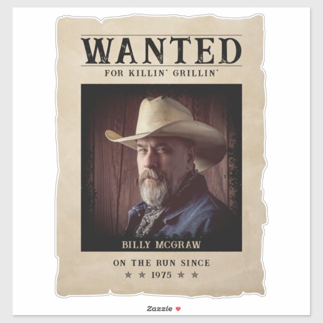 Wanted Poster Funny Vintage Photo Sticker (Sheet)