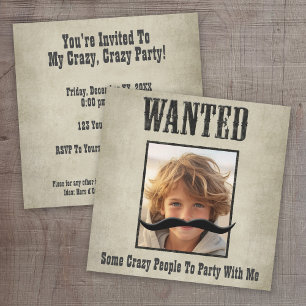 Wanted Poster Invitation - Move the mustache