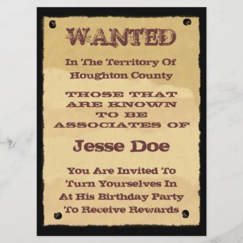 Wanted Poster Invitations To Western Themed Party by layooper at Zazzle