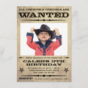 Wanted Poster Kids Party - small Invitation
