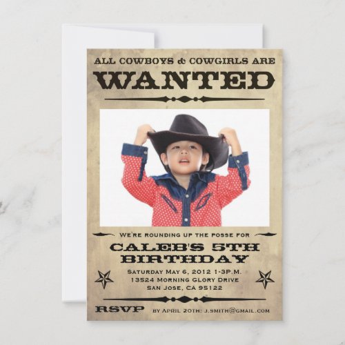 Wanted Poster Kids Party _ small Invitation