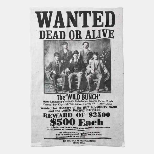 Wanted Poster of the Wild Bunch Kitchen Towel (Vertical)
