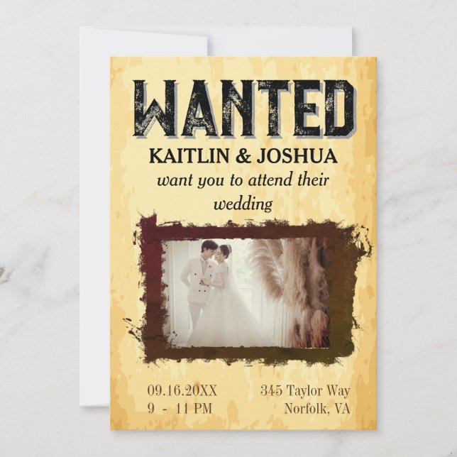 Wanted Poster 💍🤠 Old West Wedding Photo  Invitation (Front)