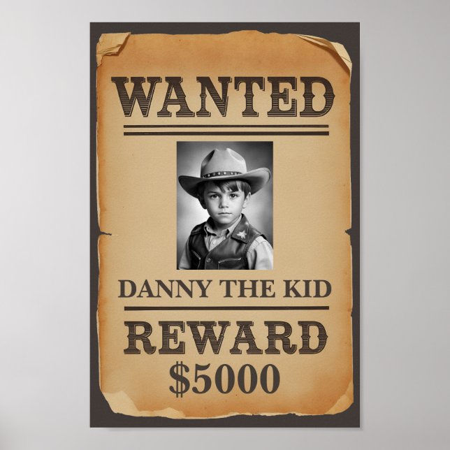 Wanted Poster - Personalized Wild West Cowboy (Front)