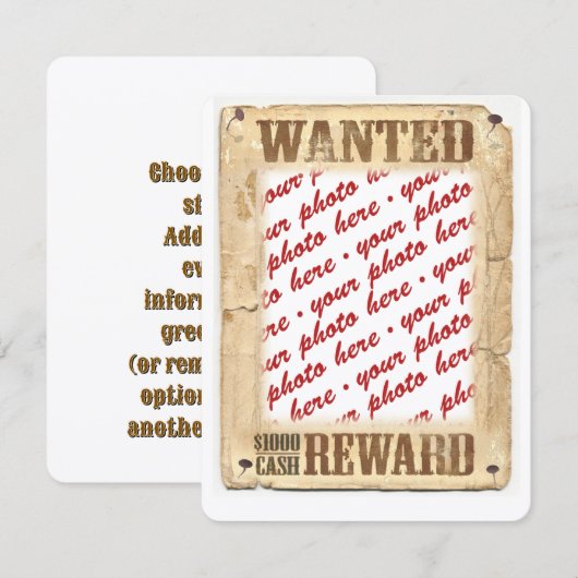 WANTED Poster Photo Frame (Front/Back)