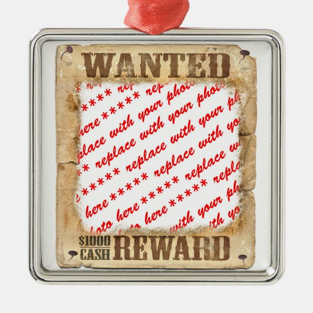 WANTED Poster Photo Frame Metal Ornament (Front)