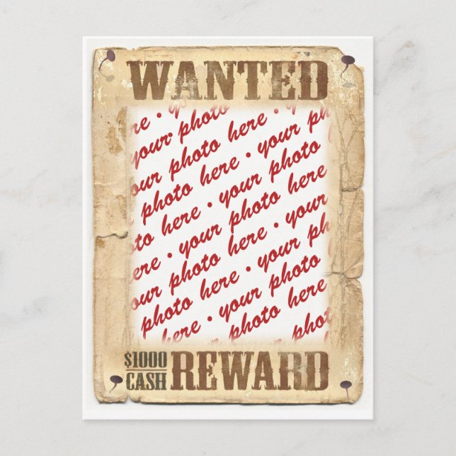 WANTED Poster Photo Frame Postcard (Front)