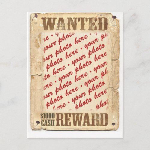 WANTED Poster Photo Frame Postcard