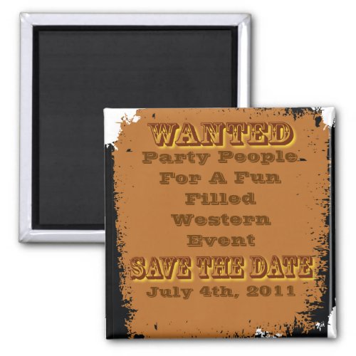 Wanted Poster Save The Date Western Rustic Magnet
