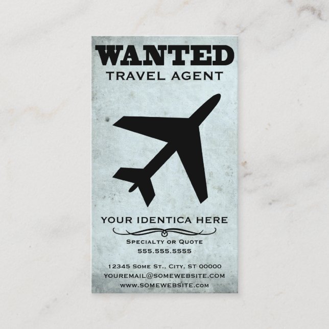 wanted poster travel agent business card (Front)