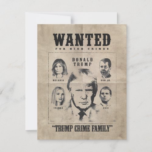 Wanted Poster Trump Crime Family Card
